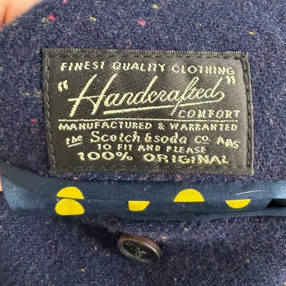 Scotch & Soda Navy Blue Wool Tweed Slim Fit Two Button Blazer Men's Size M/48 - Picture 14 of 14